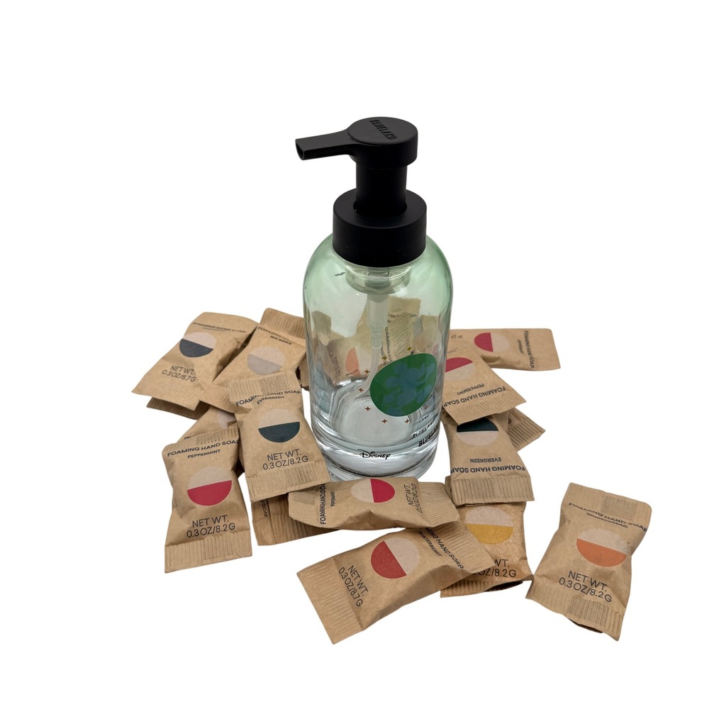 Blueland Disney Mickey Mouse Glass Foaming Soap Bottle & 18 Eco Friendly Refill